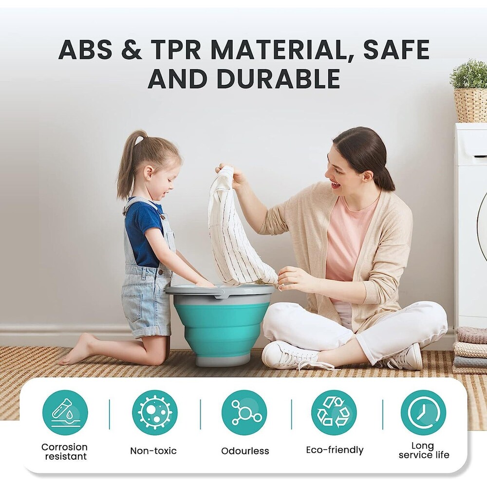 Portable Washing Machine, Mini Washing Machine with 10L Foldable Laundry Bucket - Picture 3 of 6
